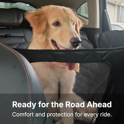 Dog Car Seat Cover for Back Seat with Door Protection, Waterproof Dog Seat Hammock, Soft-Padded Pet Car Seat Cover for SUVs & Sedans (Black) - style: Soft-Padded