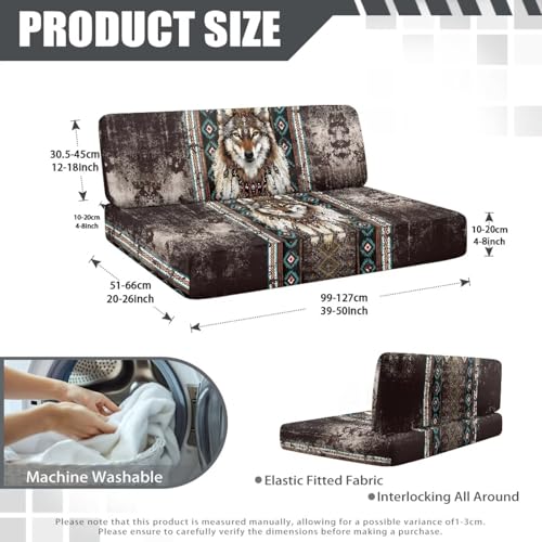 Aztec RV Dinette Cushion Covers Dreamcatcher Wolf Print RV Seat Covers Camper Cushion Covers Dinette Booth Set Washable RV Couch Cover 2 Cushion Sofa RV Beach Seat Covers for Dinette - color: Aztec Dreamcatcher Wolf