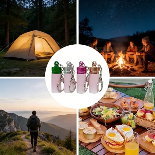 4-Pack Pink Gradient Mini Glass Spice Jars, Leak-proof Keychain Design, Travel-Friendly Portable Storage Containers