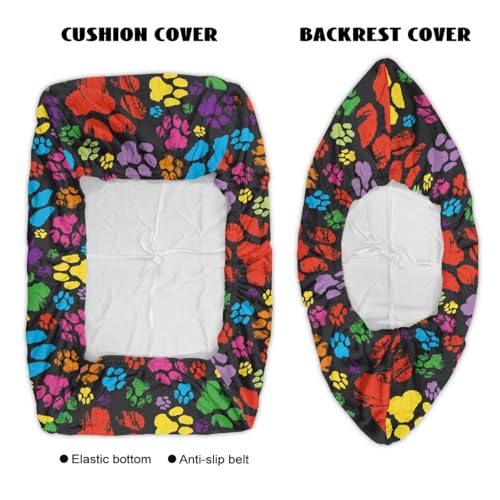 Dog Paw Print 2 Pcs RV Dinette Cushion Covers Comfortable Replacement Camper Cushion Slipcover Sofa Furniture Protector 1 Backrest Covers and 1 Bench Covers - color: Dog Paw