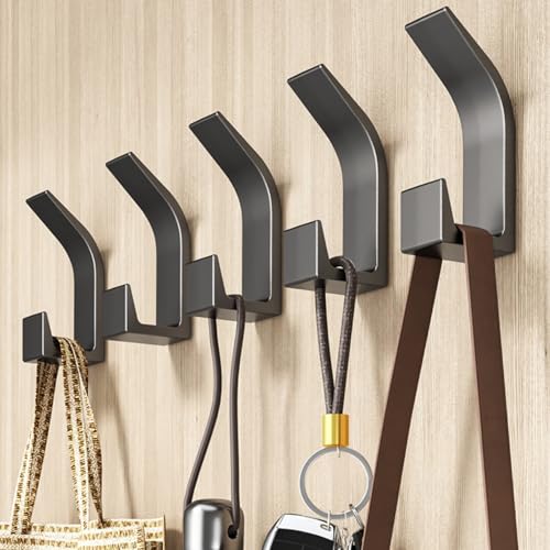 5PCS Dual-Hook Adhesive Wall Hooks – No-Drill Organizer for Coats, Towels & Home Use - White