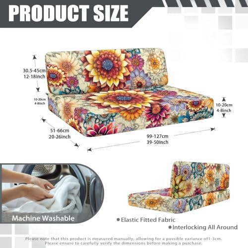 Bohemian Flower RV Dinette Cushion Covers Rv Accessories for Inside, Stretch RV Sofa Seat Slipcovers Replacement Camper Seat Cushion Elastic Washable RV Dinette Seat Protector - color: Bohemian Flower