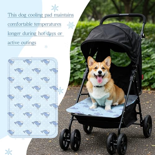 Nuanchu Dog Stroller Cooling Mat, Waterproof Gel Pet Cooling Pad for Summer, Washable Cat Sleeping Blanket, Portable Ice Gel Travel Mat for Cats, Crates, Car Seat(11.81 x 19.69 Inches,Whale) - size: 11.81 x 19.69 Inches, style: Whale