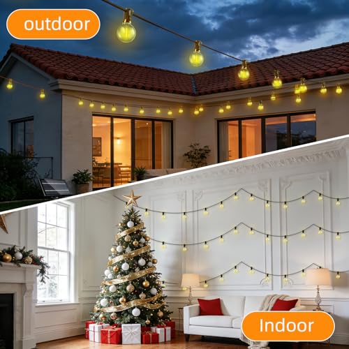 Solar Lights Outdoor Waterproof: G40 60M 200FT Shatterproof Bulbs Patio Lights - Solar Powered 3 Light Modes Solar Light - Camping Backyard Garden Deck Outside Yard - size: 200FT