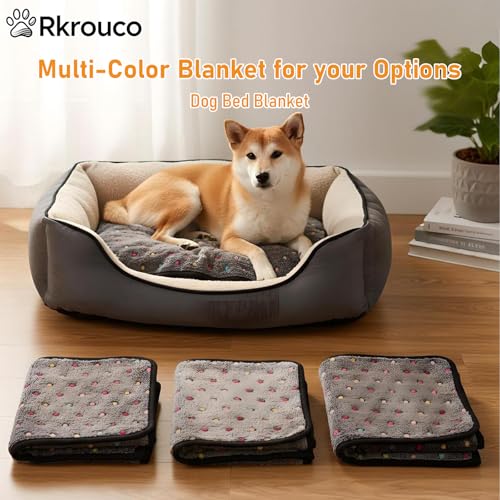 Three Piece Pet Blanket Set for Dogs Cats Soft Comfy Puppy and Kittens Bed Blanket Fluffy Fleece Pets Throw with Cute Patterns (Small 24x16 inch, Gray Dots) - color: Gray Dots, size: Small-24x16 inch