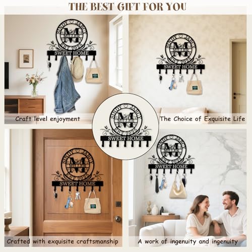 Custom Key Holder for Wall, Personalized Key Rack Wall Mount with Monogram Design, Key Rack Holder Wall Mount for Living Room Bedroom, Housewarming Wedding Gift (02-Monogram) - color: 02-Monogram
