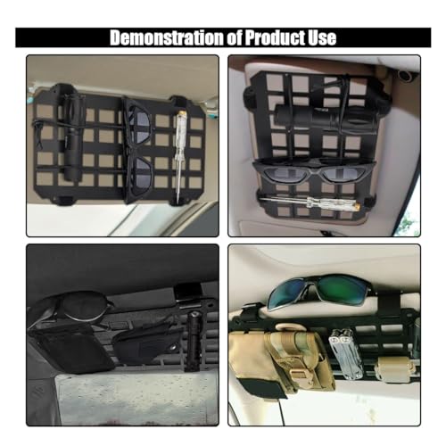 Vehicle Rigid MOLLE Panel, Tactical Gear Car Sun Visor Organizer, EDC Pouch Tool Holster, Storage Holder Visor for Truck Equipment Mount Plate Modular Storage Shelf (Visor Panel) - style: Visor Panel