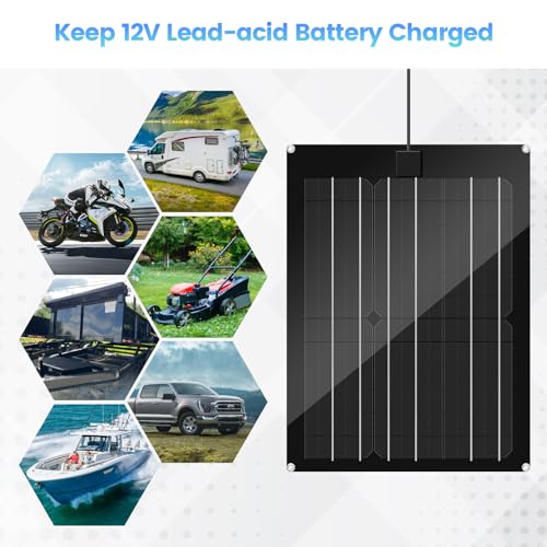 Solar Battery Charger Maintainer, Zuomeng 15W Solar Panel Kit for Dump Trailer Built-in Maintenance Pulse & Intelligent MPPT Charge Controller, Waterproof, Suitable for 12V Lead-Acid Battery