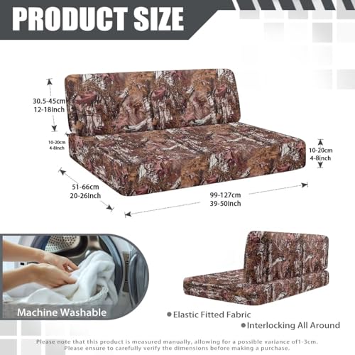 SEANATIVE Camo Hunting RV Couch Cushion Cover Camper Dinette Sofa Cover Non Slip Travel Trailer Couch Protective Cover 2 Slipcovers RV Accessories for Inside - color: Camo Hunting