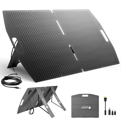 LVYUAN 100W Portable Solar Panel for Power Station, Foldable Solar Panel 23.5% Mono Cell with ETFE, IP65 P-PERC with 4-in-1 Adapter Battery Charger for Outdoor Camping Van RV Trip - size: 100 Watt Folding Solar Panel