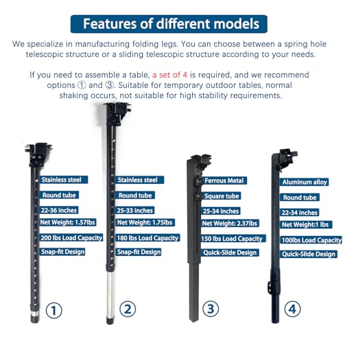 Benbuoo Adjustable Folding Table Legs 29-42", Heavy Duty Metal, Set of 2 | Height Adjustable, Foldable, Sturdy | for DIY Desks, Computer Tables, Office Workstations, RV Camping, Outdoor Furniture - size: R29''-42'' 2pcs