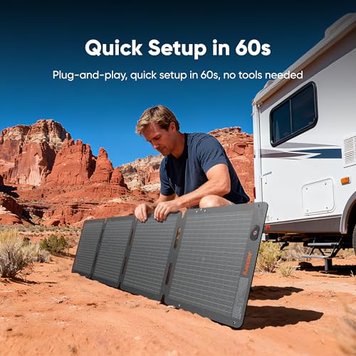 Jackery SolarSaga 100W Air Solar Panel, 23% Conversion Efficiency Bifacial Panels, IP65 Waterproof, Foldable and Portable Solar Charger for Power Stations, RVs, Camping, Off-Grid Life, and PV Charging