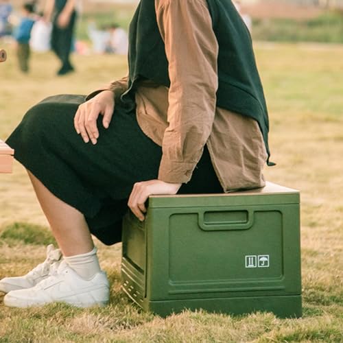 Foldable Closet Box Car Storage Container Camping Folding Storage Box Wood Lid Camping Storage Bin - color: Blue-27L