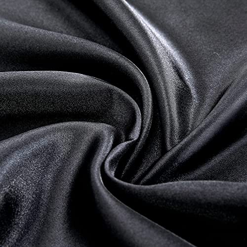 Homiest 3pcs Satin Sheets Set Luxury Silky Satin Bedding Set with Deep Pocket, 1 Fitted Sheet + 1 Flat Sheet + 1 Pillowcase (Twin XL Size, Black) - color: Black, size: Deep pocket - Twin XL size