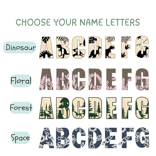 Name Sign For Nursery, Boho Nursery Sign, Family Name Signs, 3D Wall Art for Children & Kids Rooms, Baby Shower, First birthday gift (Woodland)