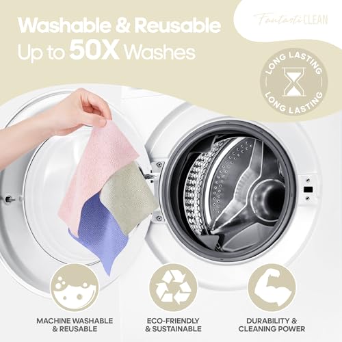 Fantasticlean Microfiber Cleaning Cloth Roll 2 Rolls 120 Pack, Tear Away Paperless Towels, 8" x 8", Reusable Washable Rags, House Kitchen, Pet, Office, Indoor Outdoor, Compact Portable (Off-White) - color: 2 Off-white