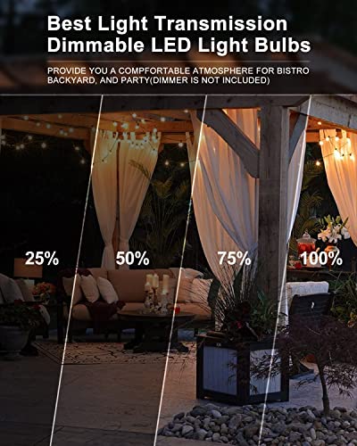 Lightdot 350FT Outdoor String Lights, LED Bistro String Lights with Shatterproof ST38 Bulbs, 2200K Dimmable, Waterproof Hanging Lights for Porch, Party, Garden, Backyard, Balcony - size: 350 ft