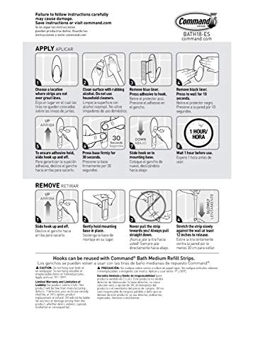 Command Bath Medium Hooks, 3 lb Capacity, 2-Hooks, 2-Strips, Organize Damage-Free - color: White, size: Medium