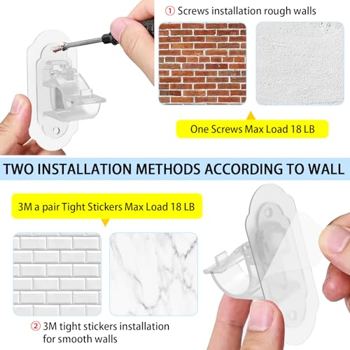 No Drill Curtain Rod Brackets, No Drill Needed Curtain Rod Holders, Adhesive Curtain Rod Holder,Multipurpose Nail Free Stick on Curtain Rod Hooks Self Adhesive Rod Holder Hooks(Clear 6Pcs) - color: Clear-6pcs