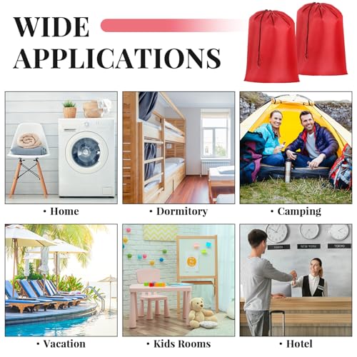 Woanger 12 Pack 28 x 45 Inch Extra Large Laundry Bags Bulk Washable Travel Laundry Bag with Drawstring Closure Large Dirty Clothes Organizer for College Dorm Home Hotel Camping(Red) - color: Red