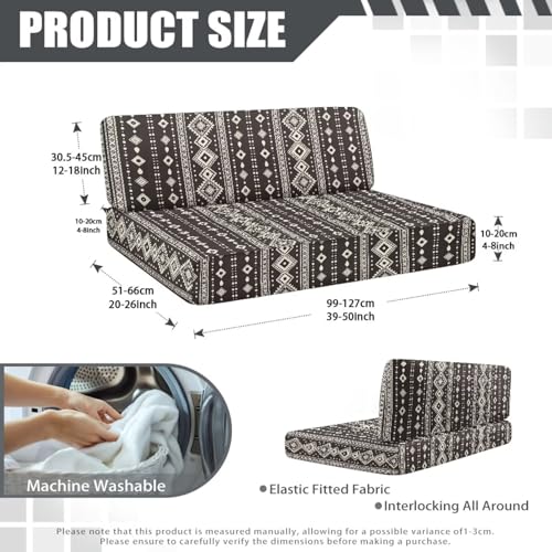 Black Ethnic Print RV Dinette Cushions Covers RV Sofa Furniture Protector for RV Camper Car Bench with 1 Backrest & 1 Bench Cover, Washable - color: Black Ethnic Print