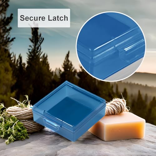 Soap Container, Shower Square Bar Holder Fit Handmade Soap, Travel Soap Case (Blue) - color: Blue