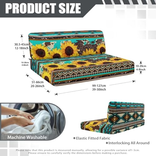 NDISTIN Green Aztec Sunflower Camper Couch Cushion Covers Dinette 2Pcs RV Dinette Cushion Covers Booth Set with 1 Bench Cover & 1 Backrest Cover Rv Bench Seat Covers for Dinette - color: Green Aztec Sunflower