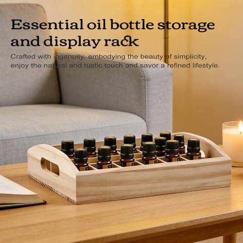 VolksRose 30-Slot Wooden Storage Box - Fits 5-15 ml Bottles, Travel & Presentation Storage, Nail Polish & Perfume Collection