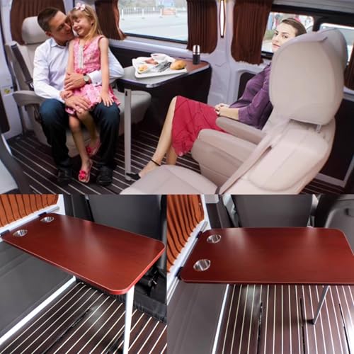 Rv Dinette Table, Folding Wall Table with 2 Cup Holders, White Steel Brackets, Save Space for Campervan Motorhome Small Space Apartments, Kitchens(Brown) - color: Brown