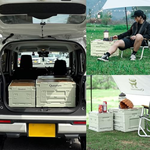 Collapsible Storage Bins with Lockable Doors & Removable Cutting Board, 60L Foldable Stackable Heavy-Duty Box for Camping, Picnic, Closet, Garage, and Moving Organization - size: 60L