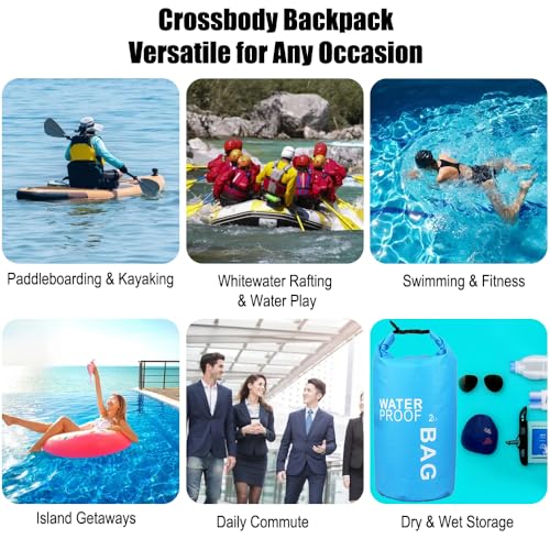 Waterproof Dry Bag 2L, Lightweight Roll-Top Sack for Kayaking Swimming Camping and Beach, Compact & Water-Resistant Outdoor Essential (Blue) - color: Blue