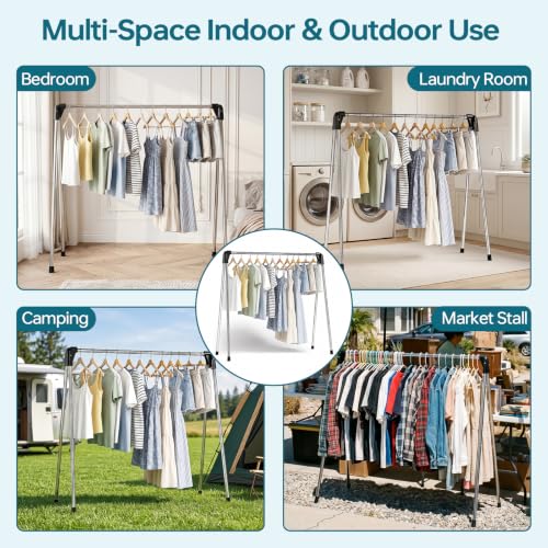 TOOLF 55 Inch Stainless Steel Collapsible Clothes Drying Rack | Drying Rack Clothing, Non Slip Foot Pads, Indoor Outdoor Use, Garments, Sweaters, Towels, Delicate Laundry Daily Wear - size: 55 inch new