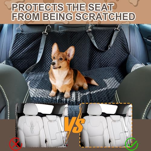 Suzile Dog Car Seat Bed for Large Under 100lbs Dogs Fully Detachable and Washable Car Bed with Safety Tethers Comfortable Dog Protector for Home Travel Camping, 49'' x 22" (Black)