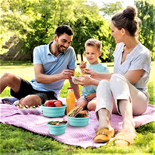 Collapsible Food Storage Containers, Collapsible Bowls with Lids for Camping Kitchen Stuff, RV Accessories for Inside Storage and Organization Camper Must Haves, Space Saving Silicone Bowls