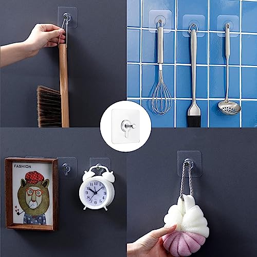 14 Pack Adhesive Wall Hooks, Wall Hangers Without Nails, No Damage Picture Hooks Waterproof and Rustproof to use Inside Kitchen, Bathroom, Home and Office(14mm)