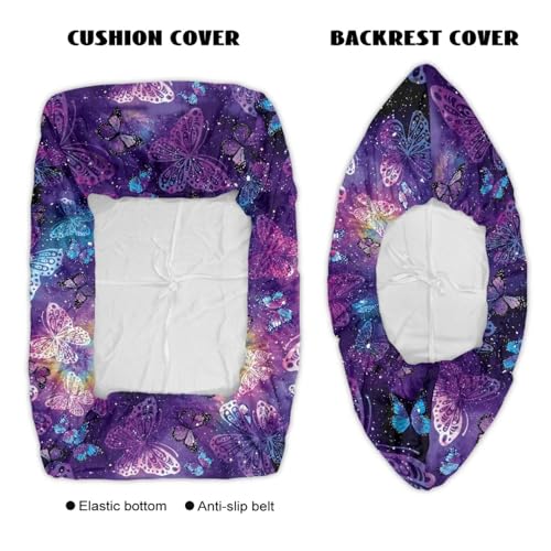 Galaxy Butterfly Print RV Dinette Cushion Covers Wear-Resistan Camper Seat Covers Dinette Booth Flannel RV Couch Protector Include 1 Backrest Cover and 1 Bench Cover - color: Galaxy Butterfly