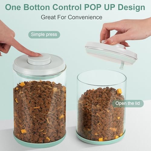 Dog Treat Container Airtight Jar 2.2Qt/2L, Glass Food Jars with One-Touch Lid for Dog or Cat Treats, Kibble, Snacks – Pantry Storage Canister for Kitchen or Countertop (2.2Qt - 2L) - size: 2.2 Qt