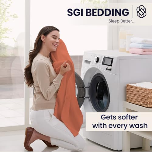 SGI bedding Twin XL Bed Sheets Set – Premium 600 TC Egyptian Cotton, Crisp Cooling Sateen Weave, Extra Soft Hotel Collection, Fits Mattresses Up to 16 Inch Deep, Breathable Long Lasting – Terracotta - color: 15 - Terracotta, size: Twin XL