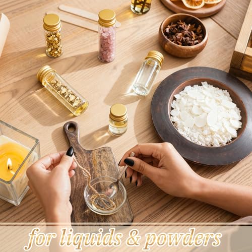 Didaey 100 Pcs Small Clear Vials Spice Mini Jars with Lids Mini Glass Bottles with Screw Aluminum Metal Caps Tiny Jars Sample Containers for Powder Cream Cosmetic Jewelry Wedding (4 Size,Gold Caps) - color: Gold Caps, size: 4 ml