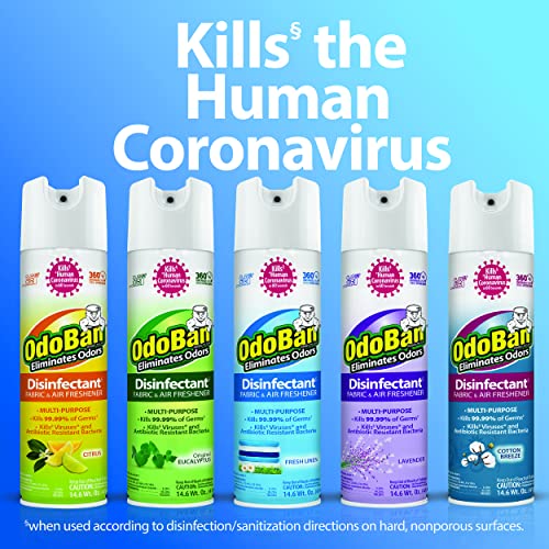 OdoBan Ready-to-Use 360-Degree Continuous Spray Disinfectant and Harsh Aroma Eliminator, Fabric and Air Freshener, 2 Pack, 14.6 Ounces Each, Fresh Linen Scent - size: 14.6 Fl Oz (Pack of 2)