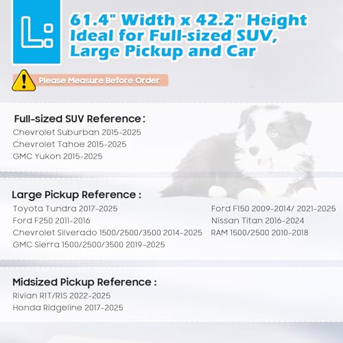 Dog Car Barrier Behind Front Seat, 61.4" Wide Car Pet Barrier One-Piece Design, Dog Car Divider Back Seat Barrier for Full-Sized SUV, Large Car and Pickup