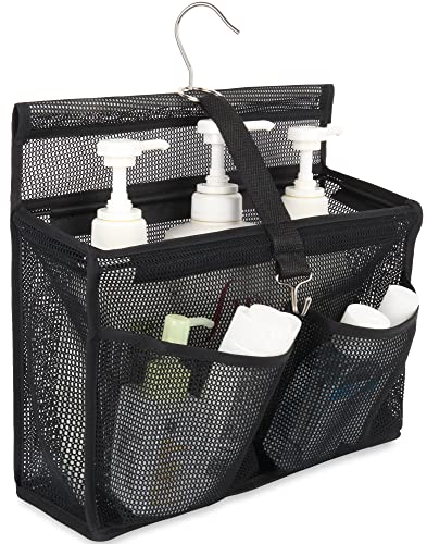 Hanging Hook Mesh Shower Caddy College with 3 Pockets, Organizer Storage Bath Baskets for Gym, Swimming and Travel, College Dorm Rooms