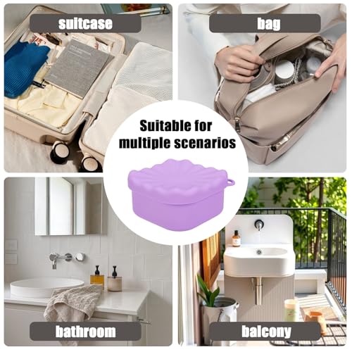 Square Travel Soap Case, Bar Soap Holder for Dr Squatch, Silicone Soap Case with Soap Saver, Portable Shampoo Bar Soap Box for Shower, Travel, Camp (Light Purple) - color: Light Purple