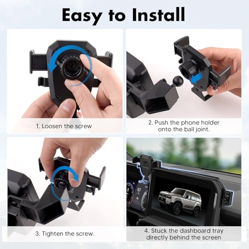 FIILINES Phone Holder for Toyota Land Cruiser 2024-2025 (Fit 12.3" Touch Screen), Phone Mount with Dash Organizer for Land Cruiser Accessories, 360 Degree Rotation Dash Mount Cell-Phone Holder - size: For Cruiser Prado LC250 2024-2025