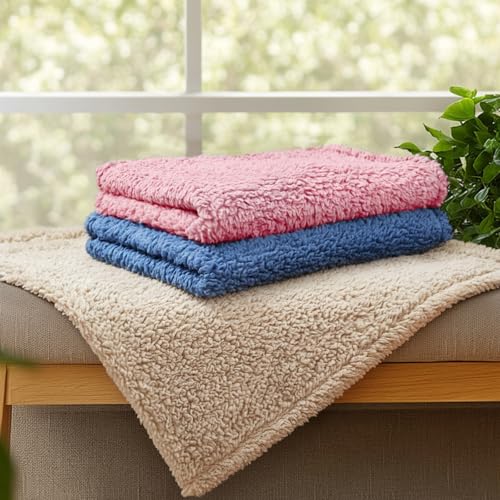 Luciphia 1 Pack 3 Calming Dog Blanket Fluffy Premium Fleece Pet Blankets Soft Sherpa Throw for Dogs Puppy Cat Beige/Pink/HazeBlue Medium (30" x20") - color: Beige/Pink/Hazeblue, size: Medium (Pack of 3)