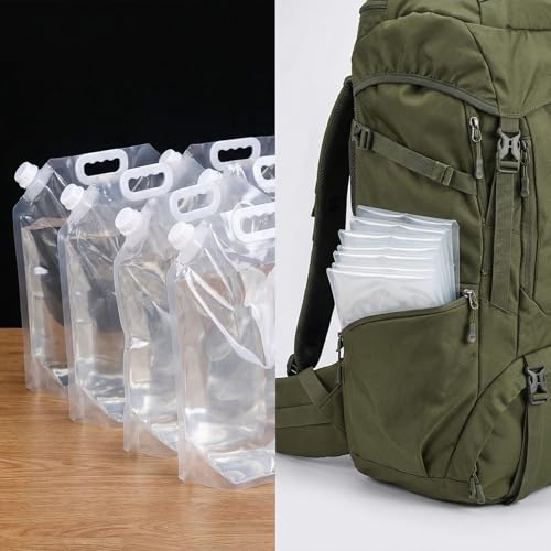 6 Pack Collapsible Water Container Set (2x10L, 2x5L, 2x3L),Food Grade Water Storage Jugs for Camping, Hiking, Hurricane Emergency Kit, Leakproof Portable Water Carrier Bag & Tank