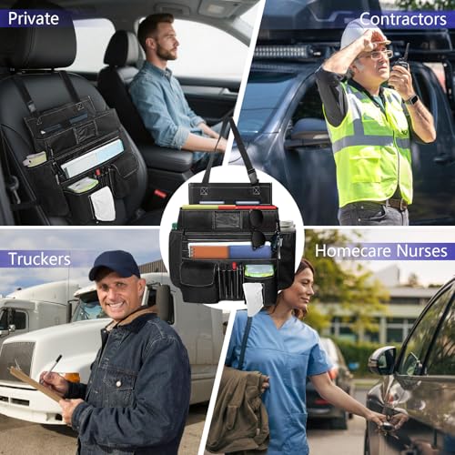LIWSHWZ Seat Organizer Front Seat,Patrol Bag Law Enforcement with Large Storage,Universal Fit for Front & Back Seats,Dedicated Tablet and 17 Inch Laptop Storage,for Truck Office, Police,Black - size: 17.72" L x 13.78" W x 5.9" H