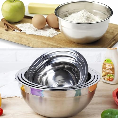 WEPSEN Mixing Bowls with Lid Set, 25PCS Kitchen Utensils Metal Bowl Stainless Steel Nesting Bowls, Measuring Cups and Spoons, Egg Whisk for Baking Prepping Cooking Serving Supplies - color: Colorful Bowls Set