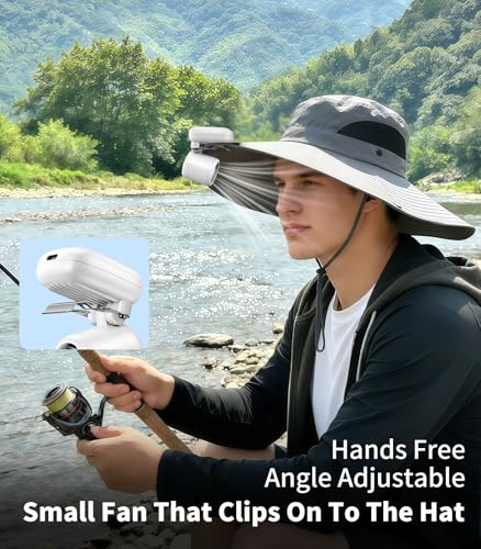 Portable Clip on Fan, 3-in-1 Hands Free Mini Hat Fan(White) | Rechargeable Battery Powered Personal Fan, 3 Speeds, Lightweight Small Clip Fan for Hiking Fishing Camping Running Travel - color: White