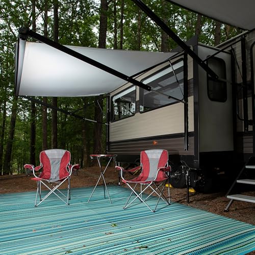 Rugshop Contemporary Stripe Reversible Foldable Waterproof Premium Recycled Plastic Outdoor Rugs for Patio,Backyard,RV,Deck,Picnic,Trailer,Beach,Camping 9' X 12' Blue - size: 9' x 12' (Rectangular)